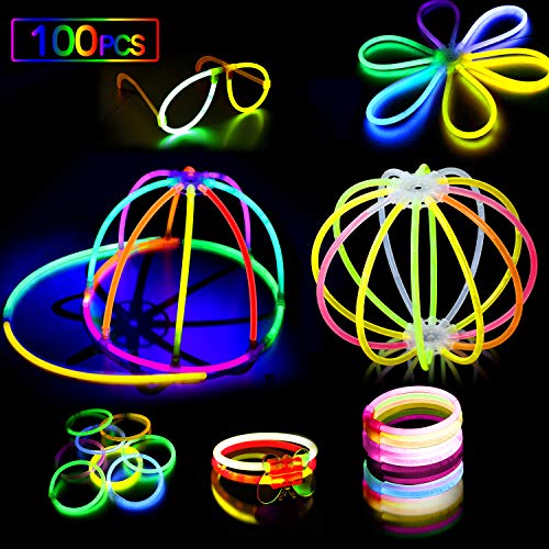 AMZJUPWM Barras Luminosas, 100pzas (20 cm) múltiples Colores: Amarillo, Rojo, Blanco, Ideal para Eventos: Fiestas Infantiles, cumpleaños. (100PCS)
