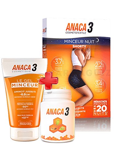 Anaca 3 – Anaca3 Kit adelgazante verano – Cápsulas adelgazantes + gel adelgazante + shorty adelgazante noche talla L XL