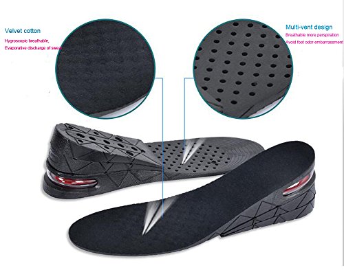 Ancous Plantilla unisex de 4 capas 3.54" aumento de la plantilla, plantilla de levantamiento de calzado con amortiguación de colchón de aire (negro 4)