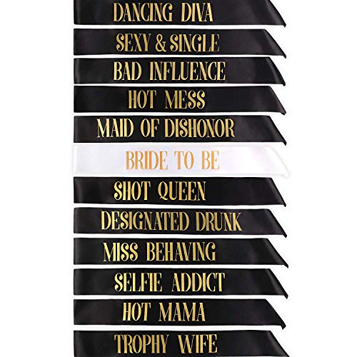 ANDERK 12 Piezas Bandas Despedida Soltera Novia a ser Sash and Bride Tribe Fajas - Decoración de Fiesta de Gallina Noche