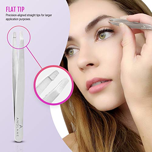 Andlane Pinzas Depilar Profesionales - Pinzas Cejas de Acero Inoxidable de 4 Piezas para Hombres y Mujeres, Ideal Para Depilación Facial, Modelado de Cejas, Astillas en la Piel y Uñas Encarnadas