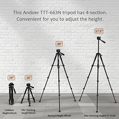 Andoer Trípode Cámara Trípode Reflex con Soporte Teléfono 360° Rotula Panorámica 1/4" Plase de Liberación Rápida para Canon Nikon Sony Panasonic DSLR Videocámara GoPro iPhone Samsung Huawei Smartphone