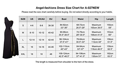 Angel-fashions Mujer Un Hombro de Split Izquierda Baile Vestido de Noche Small Negro