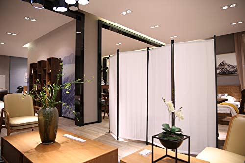Angel Living Biombo Separador de 4 Paneles, Decoración Elegante, Separador de Ambientes Plegable, Divisor de Habitaciones, 225X165 cm (Blanco)
