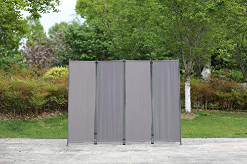 Angel Living Biombo Separador de 4 Paneles, Decoración Elegante, Separador de Ambientes Plegable, Divisor de Habitaciones, 225X165 cm (Gris)