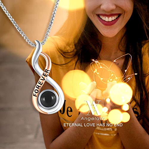 Angelady Collar de 100 Idiomas Infinito Te Amo Collar para Mujer Cumpleaños Regalos Aniversario para Mujer…