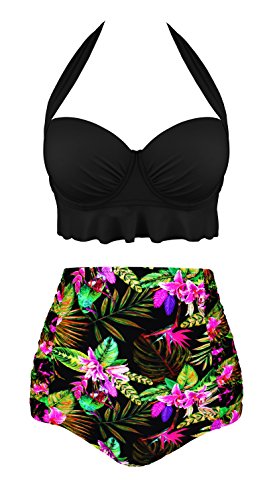 Angerella Mujer Retro Polka Punto Cintura Alta Traje de baño Bikini