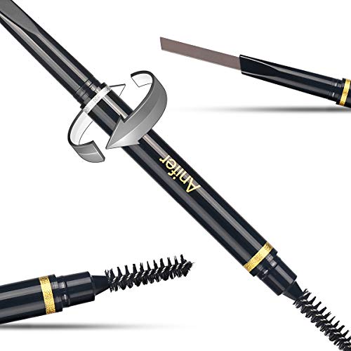 ANIFER Lápiz de cejas Marrón oscuro Impermeable Automático Retráctil de doble punta de larga duración (Marrón oscuro/Dark brown # 2)