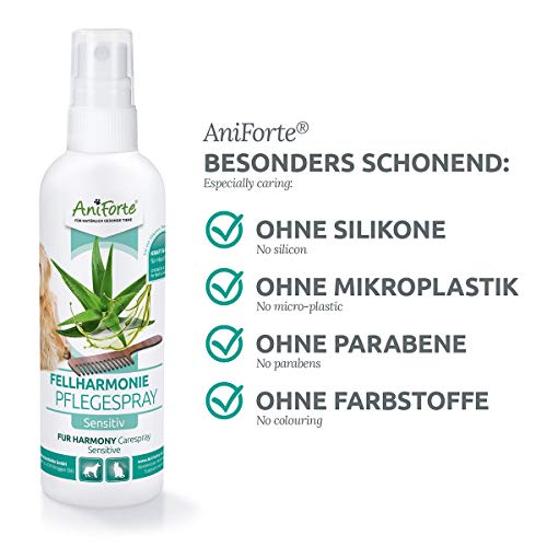 AniForte Carespray Sensible para Perros y Gatos 200ml - Cuidado para el Pelaje y la Piel, espray para el Cabello. Pieles Brillantes y Ayuda para el Peinado, Spray para el Cuidado de Perros y Gatos