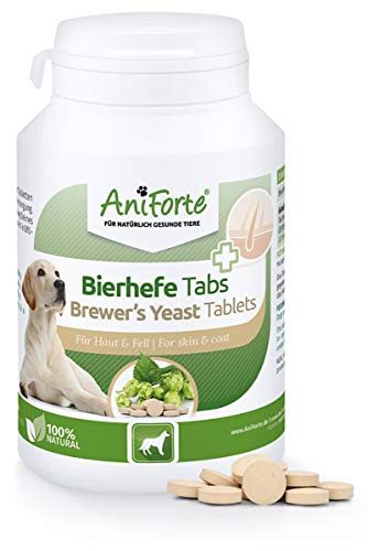 AniForte Tabletas de levadura de Cerveza Perros 250 Piezas - Producto Natural, Pelo Brillante y Fuerte, Piel Vital, Condición General de fortalecimiento y promoción, Vitaminas y minerales