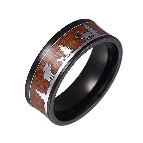 Anillo de boda USUASI chapado en color negro, fibra de carbono, ECG/alza/piano pestañas/amantes de fibra de carbono, anillo luminoso para niños y niñas, diseño cómodo Negro