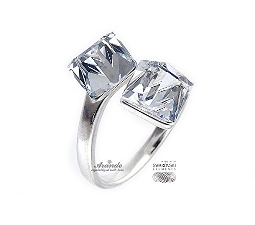 Anillo de cristales de Swarovski, anillo de cristal ajustable, plata de ley 925