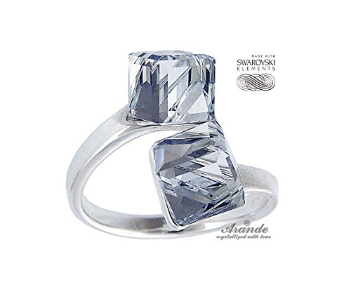Anillo de cristales de Swarovski, anillo de cristal ajustable, plata de ley 925