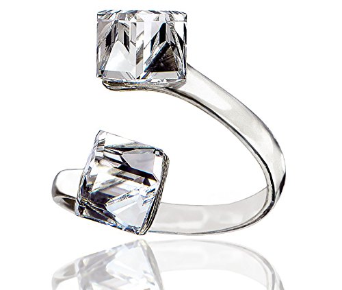 Anillo de cristales de Swarovski, anillo de cristal ajustable, plata de ley 925