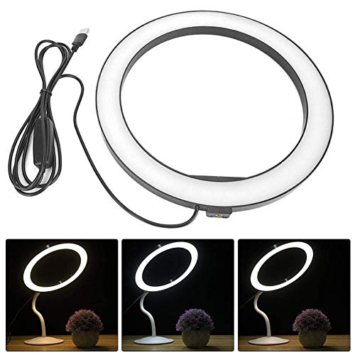Anillo de luz LED de 10 pulgadas, 2400 K-3000 K, luz de relleno LED regulable, 3 modos de iluminación LED USB para soporte de lámpara, producción de vídeo en vivo, VlogWhite WYSY (color blanco)