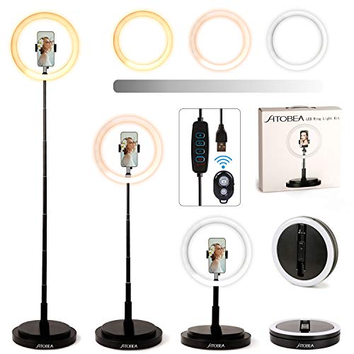 Anillo de Luz Led para Movil, Ato Bea 11,5 zoll Ring Light Tripode con Control Remoto 3 Modos de Luz 3200-6000K Altura del Trípode 22,8"-66,1" für Selfie Vlog Youtube Make up Fotografie Beleuchtung