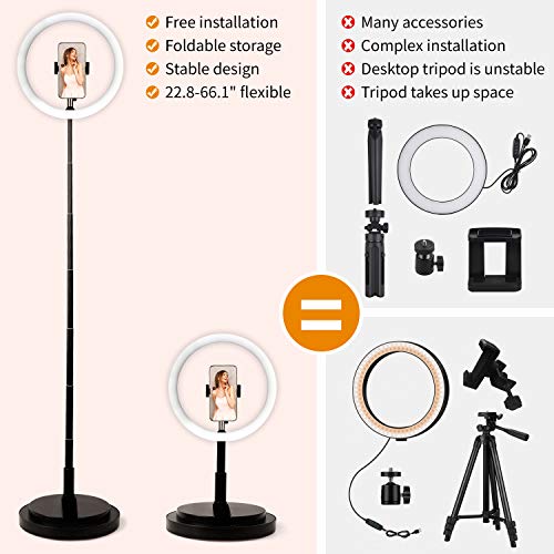 Anillo de Luz Led para Movil, Ato Bea 11,5 zoll Ring Light Tripode con Control Remoto 3 Modos de Luz 3200-6000K Altura del Trípode 22,8"-66,1" für Selfie Vlog Youtube Make up Fotografie Beleuchtung
