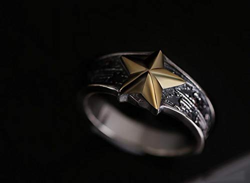 Anillo de pareja de plata de ley 925, anillo de cola de estrella para hombre, estilo vintage tailandés, de oro de cinco puntas, para plata, 123, color, 15#