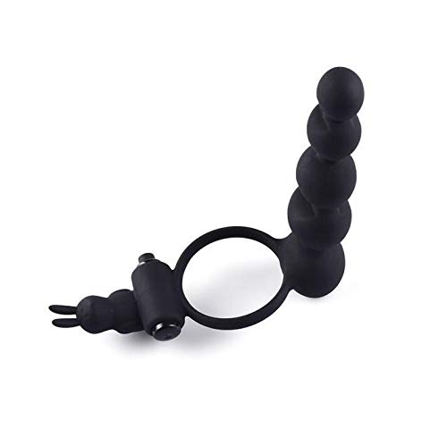 Anillo de pareja Negro Diversión triple esgrima vibrante y perlas Love Ring (Negro)