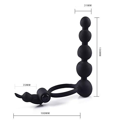 Anillo de pareja Negro Diversión triple esgrima vibrante y perlas Love Ring (Negro)