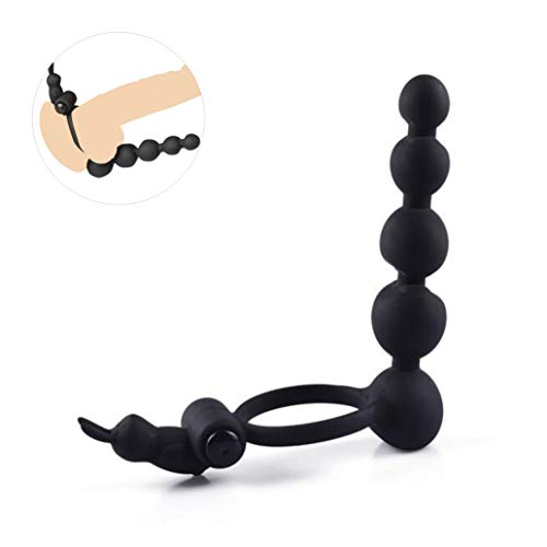 Anillo de pareja Negro Diversión triple esgrima vibrante y perlas Love Ring (Negro)