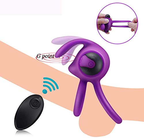 Aņīlló Péné Vîbrådôr Clītoris para Pareja Hombre, Estîmúlạdór Mụjer Clītőris, Doble Cóckrîng Silicone Vībrạdór Anīlló con Control Remoto, Ajustable USB Recargable,10 Modos Juguétés séxualés