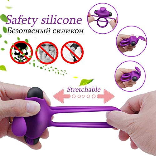 Aņīlló Péné Vîbrådôr Clītoris para Pareja Hombre, Estîmúlạdór Mụjer Clītőris, Doble Cóckrîng Silicone Vībrạdór Anīlló con Control Remoto, Ajustable USB Recargable,10 Modos Juguétés séxualés
