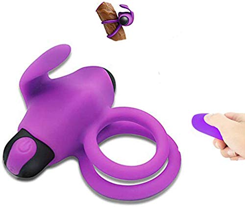 Aņīlló Péné Vîbrådôr Clītoris para Pareja Hombre, Estîmúlạdór Mụjer Clītőris, Doble Cóckrîng Silicone Vībrạdór Anīlló con Control Remoto, Ajustable USB Recargable,10 Modos Juguétés séxualés