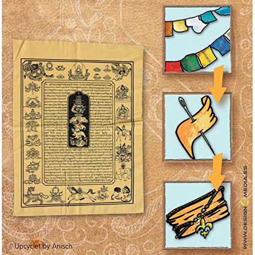 Anisch de la Cara Mujeres Pulsera Fire Om - Pulsera tibetana Wish Wish Hecha de Banderas de oración tibetanas Om Wish - Arte no 3350-r