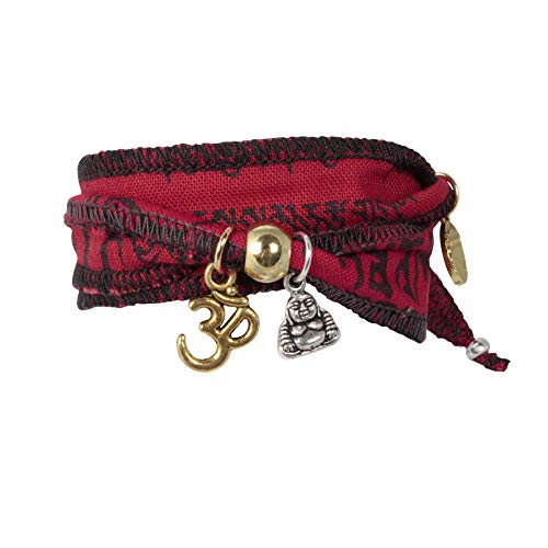 Anisch de la Cara Mujeres Pulsera Fire Om - Pulsera tibetana Wish Wish Hecha de Banderas de oración tibetanas Om Wish - Arte no 3350-r