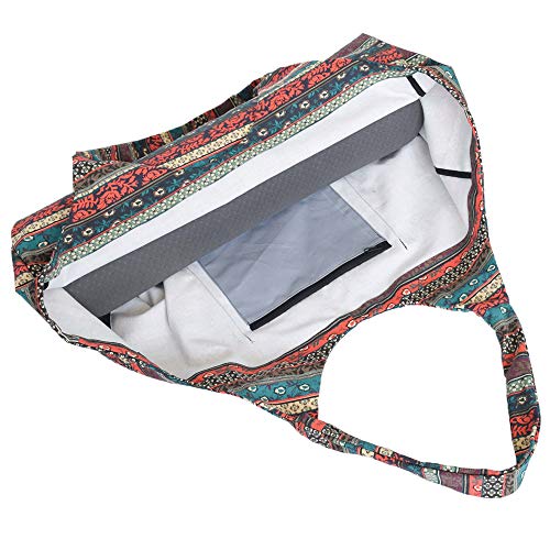 Anjing - Bolsa de Lona para Esterilla de Yoga, diseño étnico Bohemio de Gran Capacidad con Bolsillos