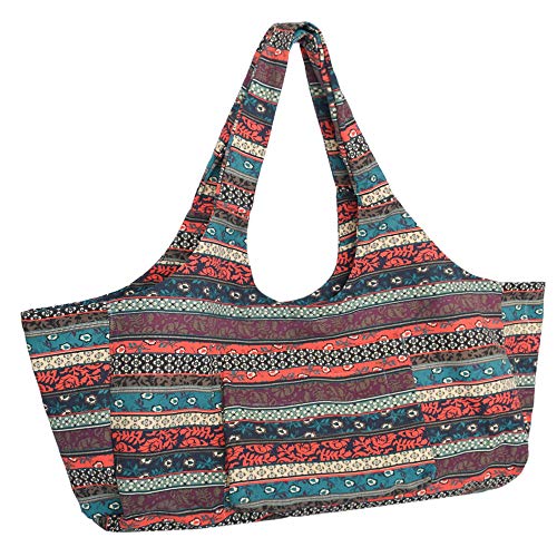 Anjing - Bolsa de Lona para Esterilla de Yoga, diseño étnico Bohemio de Gran Capacidad con Bolsillos