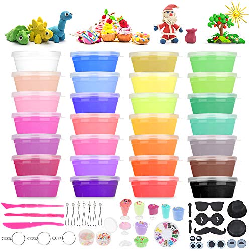 Anpro 28 Colores Air Dry Clay, Kit de Arcilla Seca al Aire,Masa de Modelado Creativo con Varias Decoraciones y Herramientas de Artesanía, Regalos para Niños, Conjunto de Arte para Niños