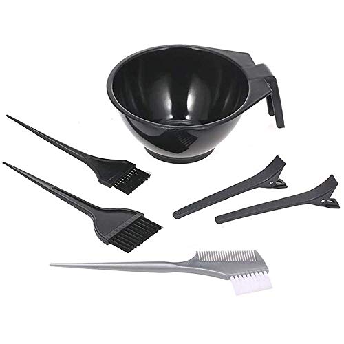 Anself 6pcs Kit de Herramientas para Coloración, Kit de Tinte, Tinte de Peluquería,Tazón, Cepillos y Clips