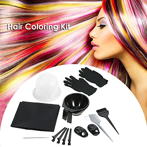Anself Kit de Pelo Tinte para Colorear Cepillo Peluquería Delantal Pelo Cap Gancho Clips de Peluquería para Seccionar Teñido Herramienta