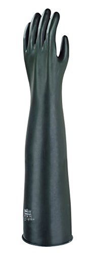 Ansell Emperor ME108/9.5 Caucho natural guante, Protección contra productos químicos y líquidos, Tamaño 9.5, bolsa de 1 par, Negro