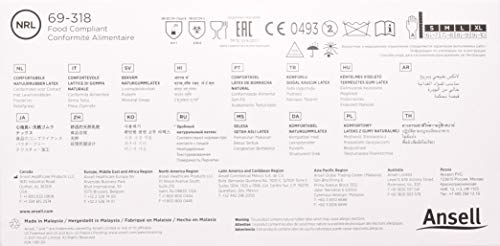 Ansell TouchNTuff 69-318/8 Caucho natural guante, Protección contra productos químicos y líquidos, Tamaño 8 (dispensador de 100 guantes), Natural