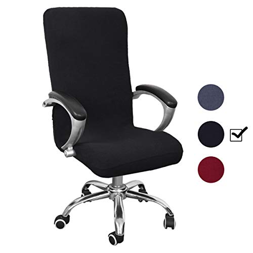 ANSUG Funda para Silla de Oficina Giratoria, Estilo Moderno Cubierta de la Silla de la Oficina de la computadora Antipolvo Cubierta Protectora para Sillón Oficina Silla - Negro, L
