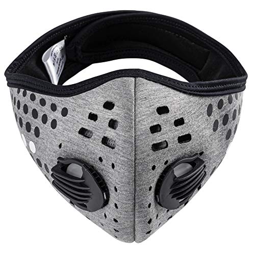 Anti-Polvo Máscara Protectora Smog Face Mask Filtro de polvo Cubierta Máscaras de Correr Ciclismo MFAZ Morefaz Ltd (Dots Grey)