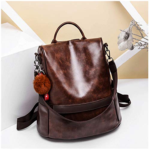 Anti-robo Mujer Mochila de Cuero de pu mochila de Bolsa de mano Mochilas Casual Bolsa de viaje Messenger Bag Backpack (café)