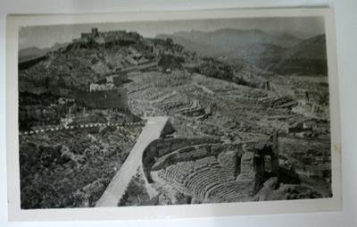 Antigua postal fotográfica. Old photo post card. Nº 4 - SAGUNTO - Vista parcial del Castillo y Teatro Romano