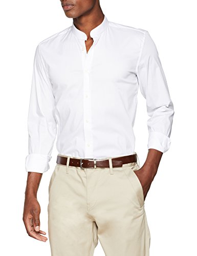 Antony Morato Camicia Manica Lunga Collo Coreano Camisa Casual, Blanco (Bianco 1000), Medium (Talla del Fabricante: 50) para Hombre