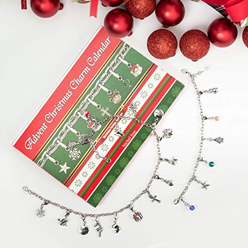 ANTOPY Calendario de Adviento de Navidad 2019 Joyería Pulsera de Bricolaje Collar Conjunto Moda Navidad Cuenta atrás Calendarios de Adviento 24 niñas Hija Presente
