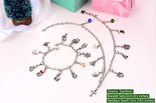 ANTOPY Calendario de Adviento de Navidad 2019 Joyería Pulsera de Bricolaje Collar Conjunto Moda Navidad Cuenta atrás Calendarios de Adviento 24 niñas Hija Presente