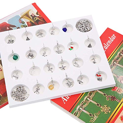 ANTOPY Calendario de Adviento de Navidad 2019 Joyería Pulsera de Bricolaje Collar Conjunto Moda Navidad Cuenta atrás Calendarios de Adviento 24 niñas Hija Presente
