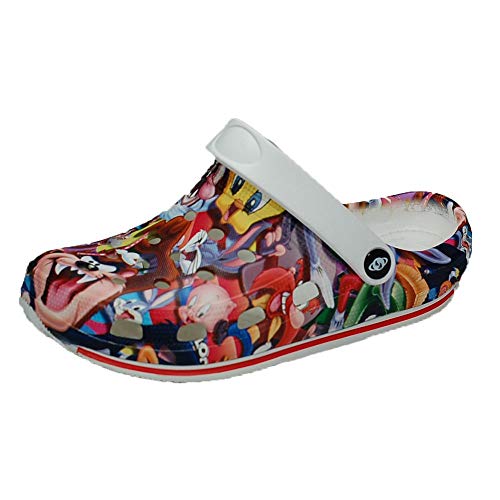 Anyovi. Zueco Sanitario Divertido Looney Tunes Serigrafiado,Transpirable,Suela Antideslizante, Muy Ligero 240 Gramos par. - Unisex-Adulto Talla: 37 Color: Multicolor