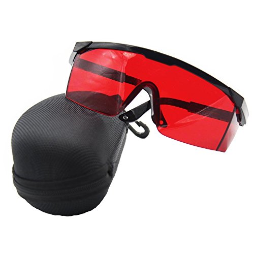 ANZESER LB-FT láser gafas de seguridad con el templo ajustable, lente roja, marco negro con el caso