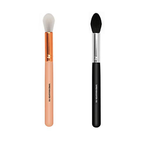 Aodow Planas angulares de Contorno de Cepillo del Maquillaje, Mini Nariz Ángulo Pequeño Contorno sintético Kabuki cepillos, precisión Sculpting, Ceja Definición, Corrector (2 Unidades)