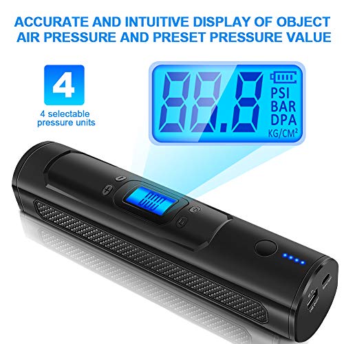 AOKBON Compresor de Aire Inteligente Inflador 150 PSI Inalámbrico Portátil Eléctrico Mini Bomba 15L/min para Todo Tipo de Bicicleta Multifuncional Coche Moto Automóvil Pelotas con Linterna LED