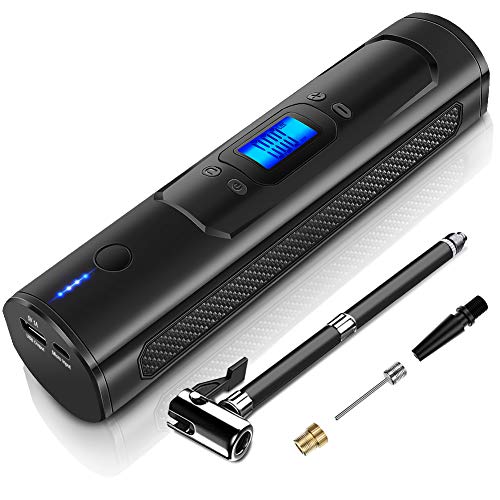 AOKBON Compresor de Aire Inteligente Inflador 150 PSI Inalámbrico Portátil Eléctrico Mini Bomba 15L/min para Todo Tipo de Bicicleta Multifuncional Coche Moto Automóvil Pelotas con Linterna LED